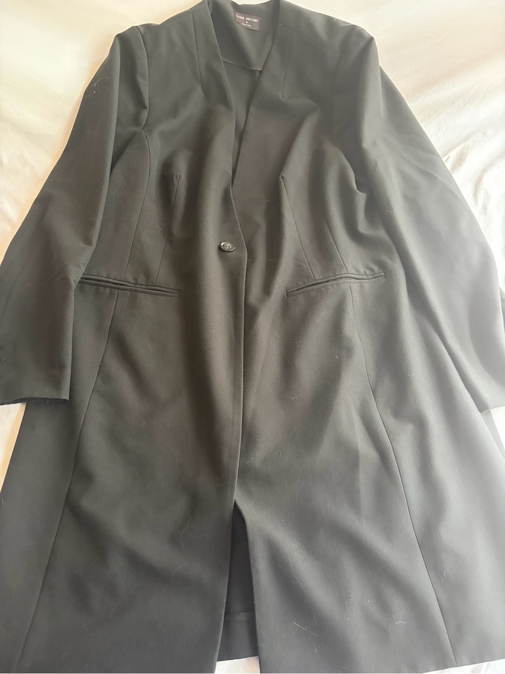 Lane Bryant Black Drape Collarless Longline Blazer Jacket Women’s Size 20